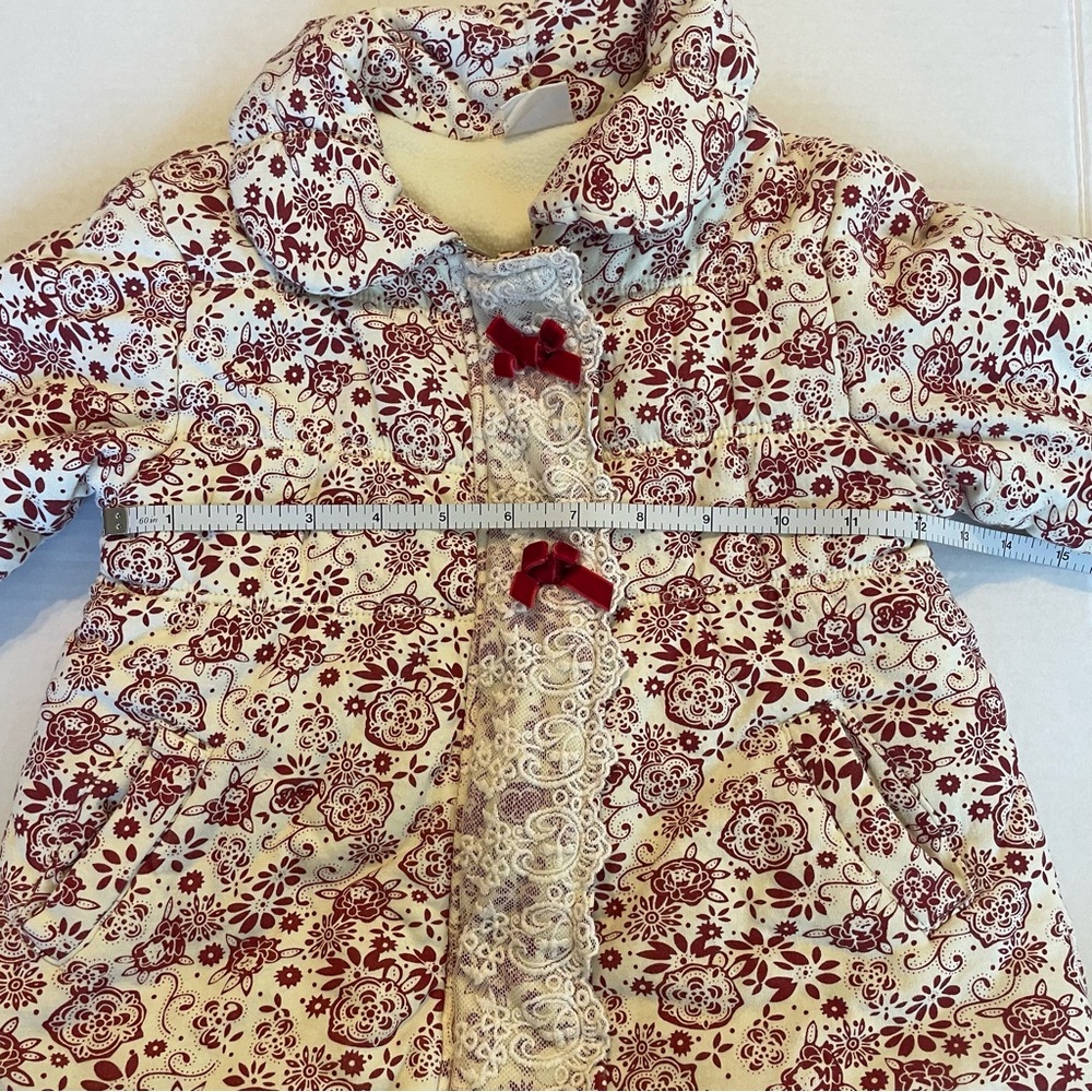 Mimi quilted floral and lace fleece lined toddler jacket coat - Picture 10 of 11